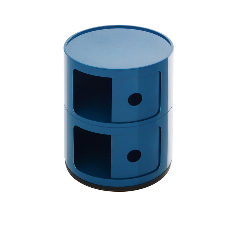 2-Shelf Round Side Table with Storage, Blue