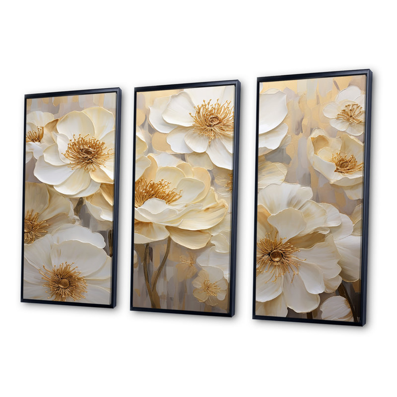 «Vivid Ranunculus Hues VI», ensemble d'art mural sur toile Ranunculus, Cadre flottant noir, H 28 po x l 36 po x P 1 po