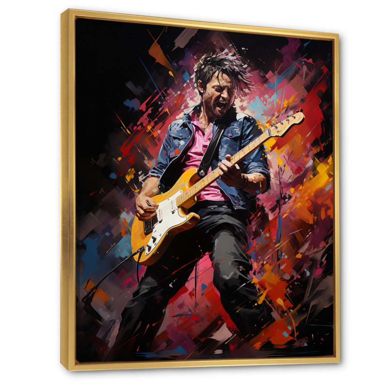 Yusei Music Pop Rock Explosion II, H 32 po x l 16 po x P 1 po, Cadre flottant doré