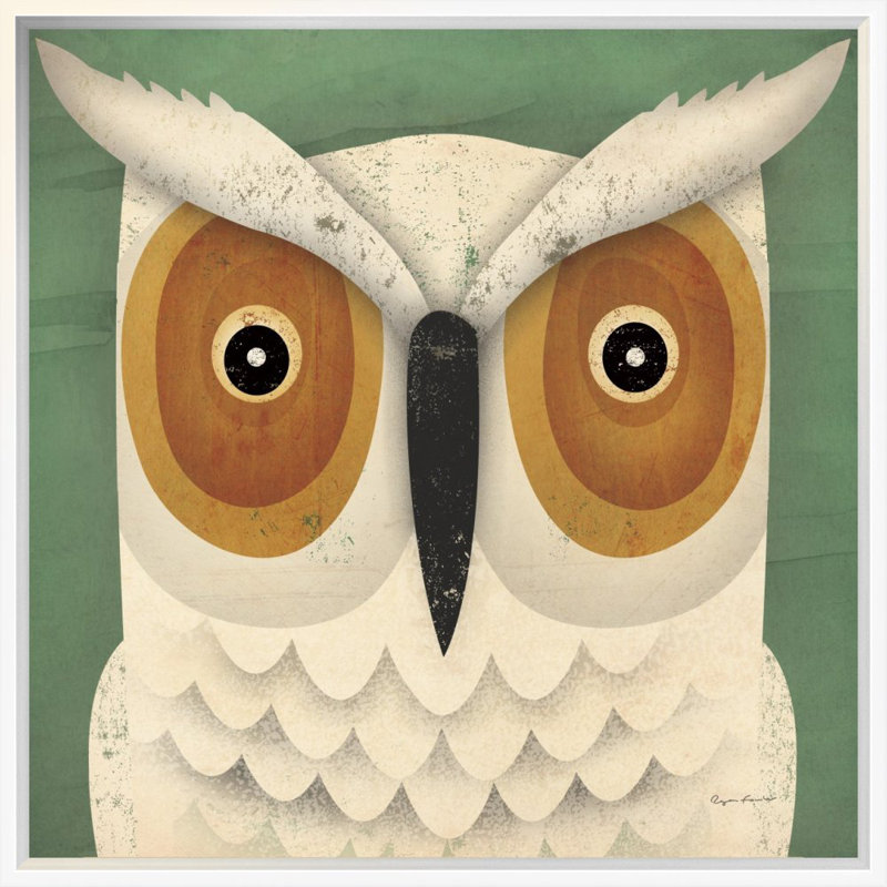 " White Owl ", 18" H x 18" W x 1.5" D, Wrapped Canvas, No Matte