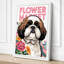 Flower Market Pup Modern - Wrapped Canvas-1621609157-1621609164