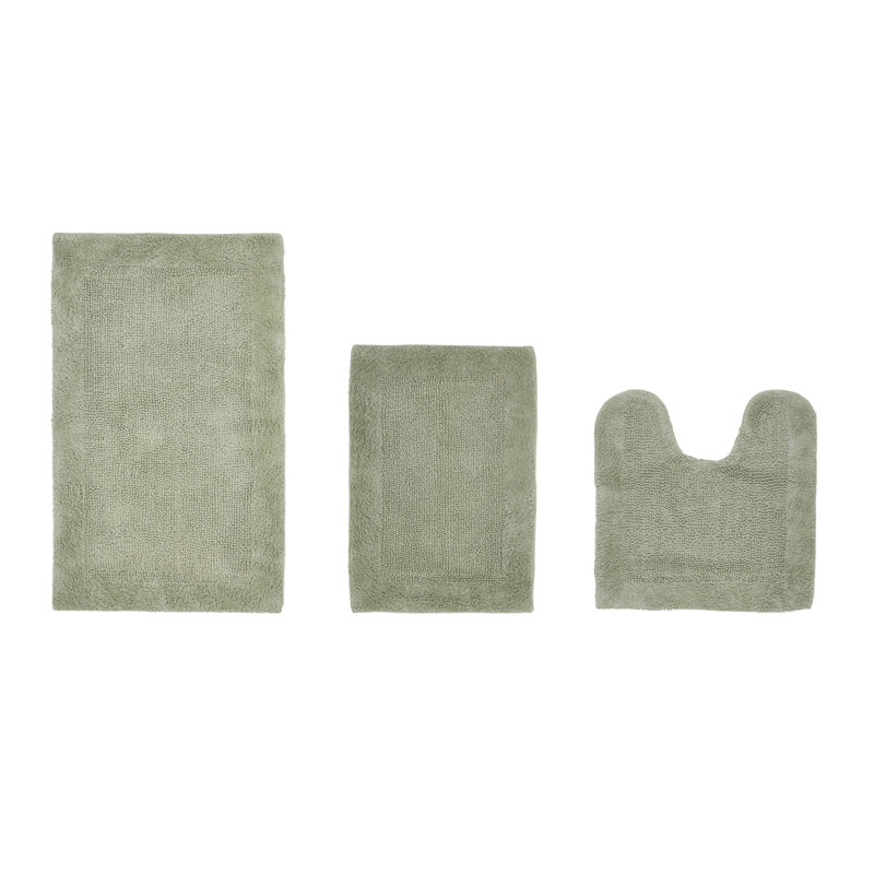 Ensemble de tapis pour salle de bain réversible 3 pièces Edge, Sauge foncé