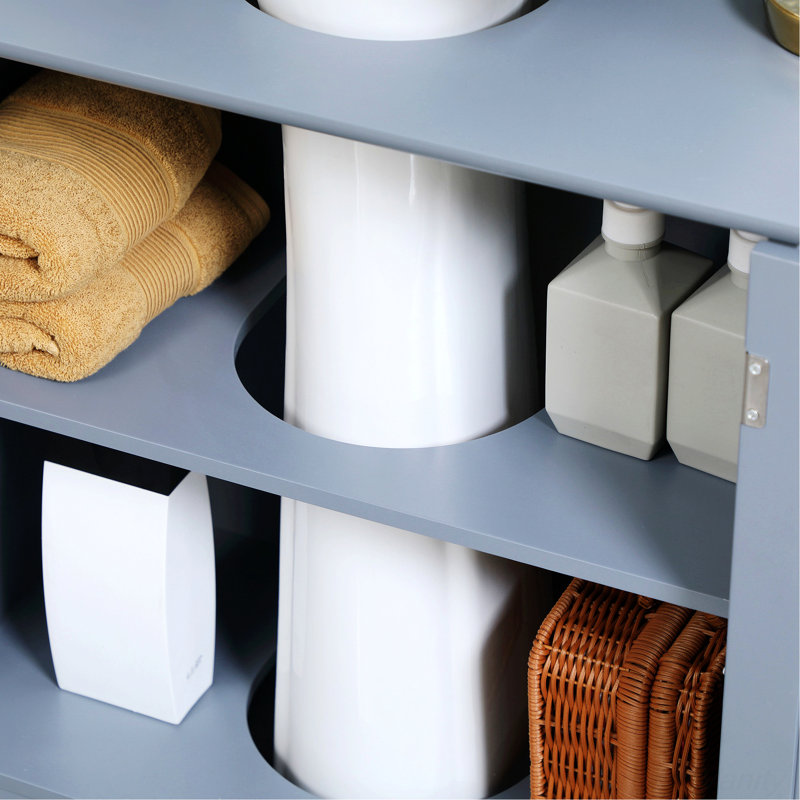 Gray MDF Pedestal Under Sink Bathroom Cabinet with Shelf