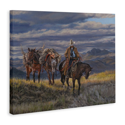 Art mural sur toile «Saancering Cowboy & Horses» par David Graham