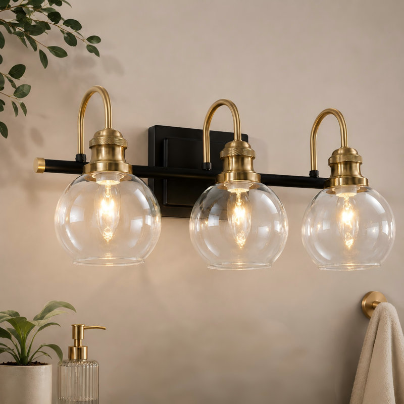 Yedidalga Dimmable Globe Vanity Light with Clear Glass Shade, 3