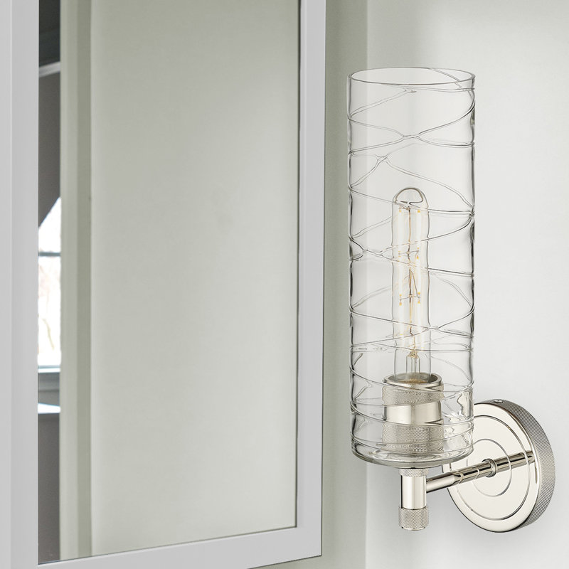 Applique murale 1 lumière Crown Point, H 15,5 po x l 3,88 po x P 6,5 po, Tourbillon déco, Nickel poli