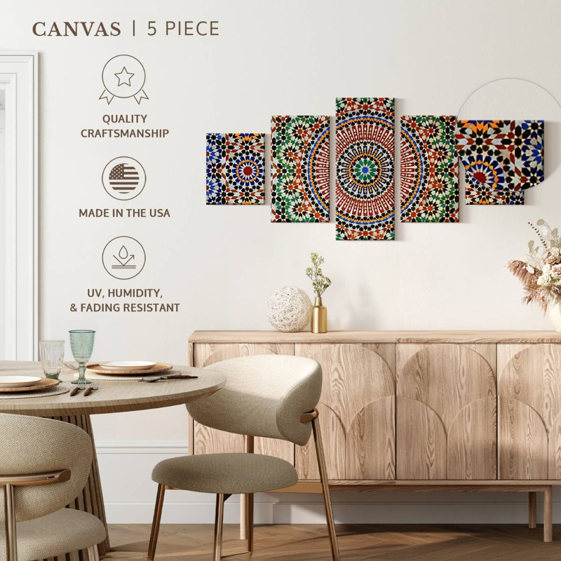 Mosaïque marocaine traditionnelle Kerner, H 24 po x l 55 po
