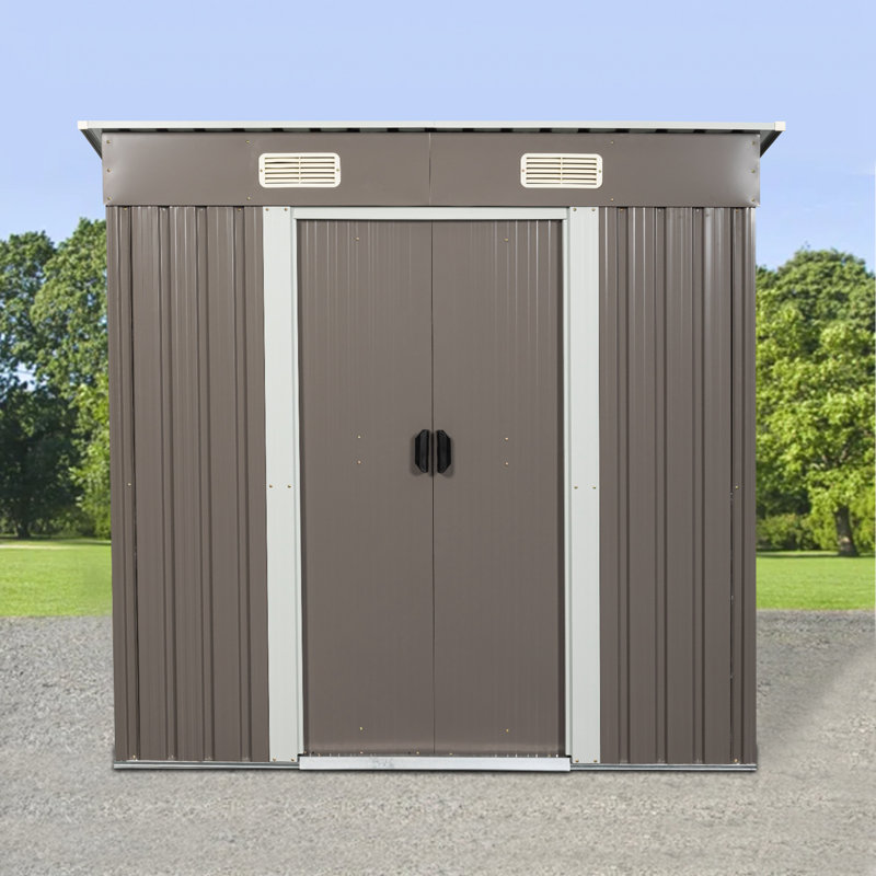 Gray 6 ft x 4 ft Metal Outdoor Storage Shed with Lockable Doors