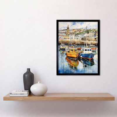 Penzance Harbour Trawler Boats Promenade - Single Picture Frame Print
