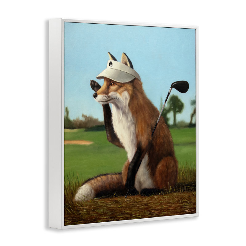 Fox Drive Golfer, estampe numérique, conception par Lucia Heffernan, Encadrement giclée blanc côtier, H 14 po x l 11 po