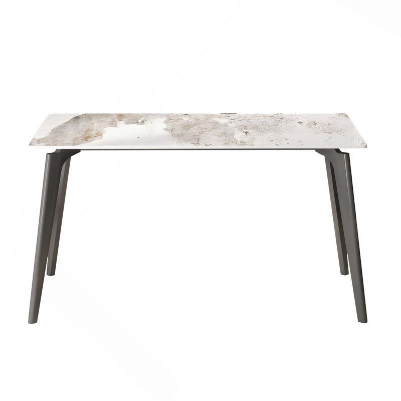 Table de salle à manger 55,12 po en pierre artificielle blanche moderne Pandora, H 29,53 po x L 55,12 po x l 31,5 po