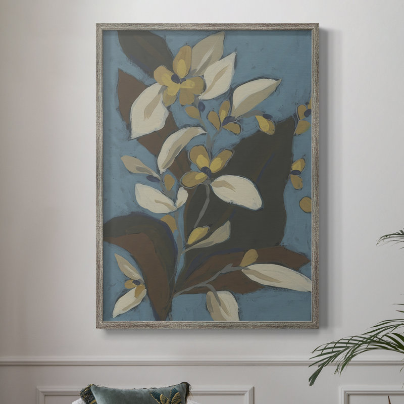 «Blue Shadow Garden II», reproduction encadrée - bois massif