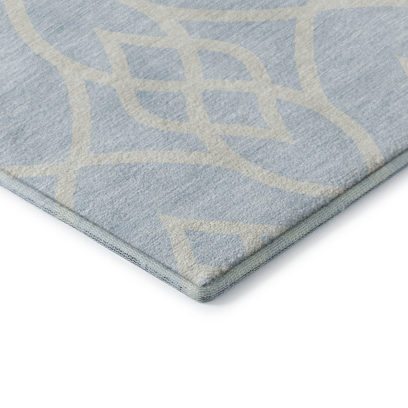 Premium Machine Washable Prisco Sky Rug, Rectangle 3' x 5'