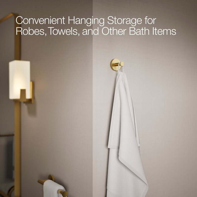 Elate Robe Hook, Vibrant Brushed Moderne Brass