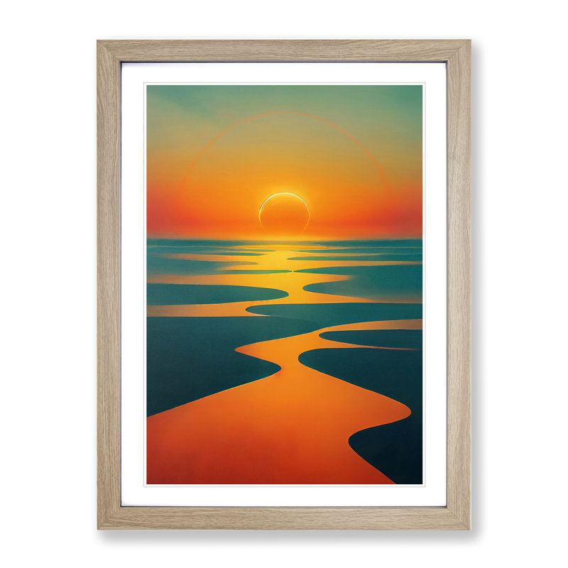 Bold Sunset View - Framed Print, 46cm H x 34cm W x 2cm D, Oak