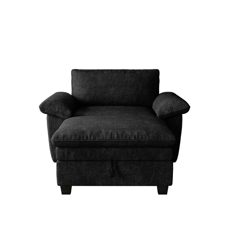 Canapé rembourré de 51 po de largeur, Chenille noir