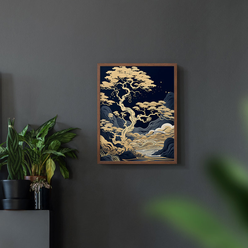 LANDSCAPES Series CC III - Reproduction encadrée de qualité supérieure - Prêt à être accroché - Aucun clou requis, Noyer