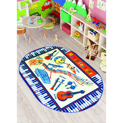 Tapis ovale en polyamide beige / rouge / mauve touffeté à la machine 4 pi 4 po x 6 pi 3 po Arleen