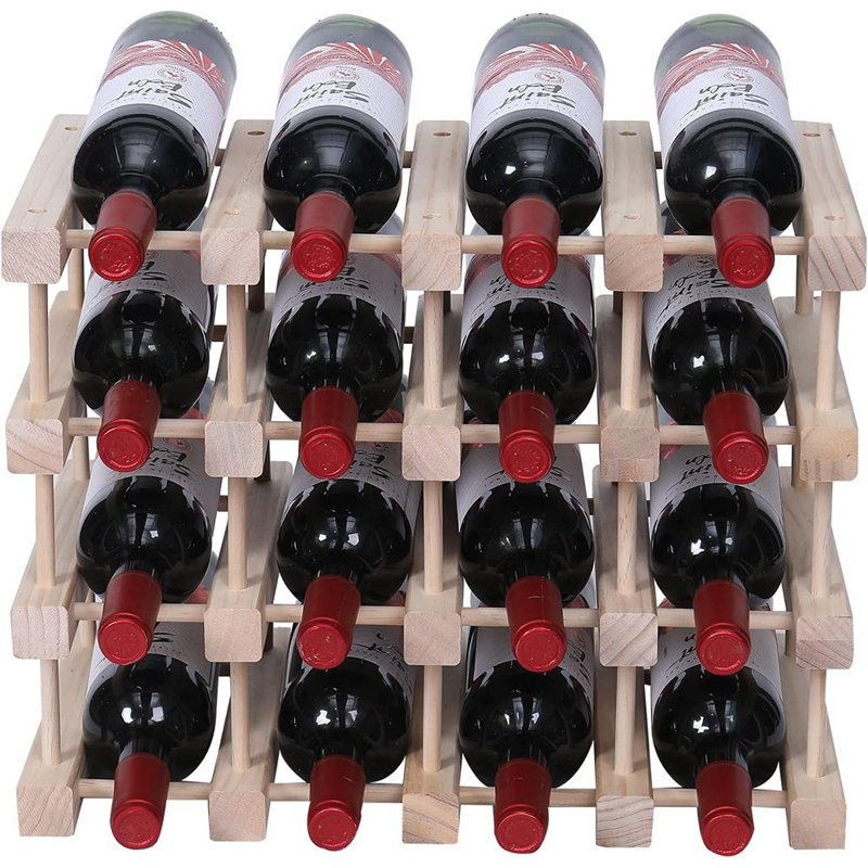Wooden Stackable Storage Modular Small Countertop Wine Rack Cabi..., 14" H x 18" W x 10" D