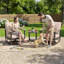 Ensemble de conversation avec chaise berçante pivotante en aluminium 3 pièces avec coussins et table d'appoint-501328065