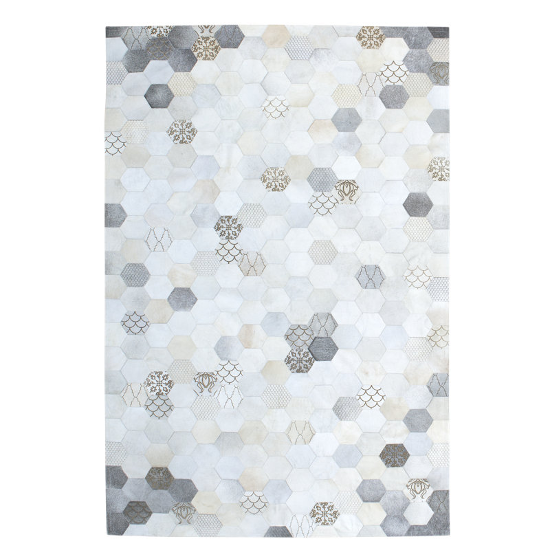 Atomo Cowhide Geometric Area Rug, Rectangle 2' x 3'