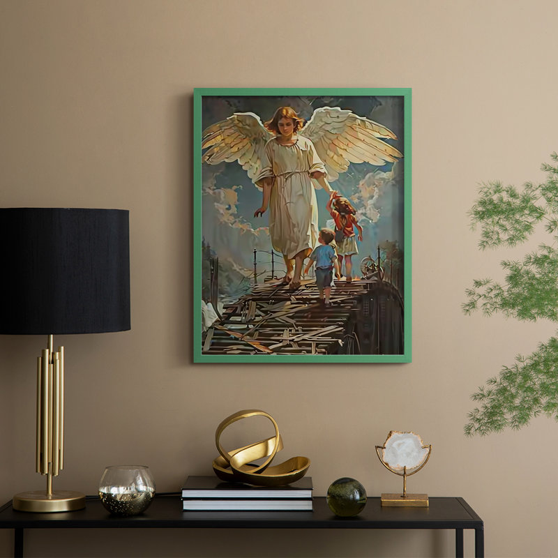 Religious Series CDLV III, reproduction d'art encadrée - bois massif, Vert, H 11 po x l 9 po
