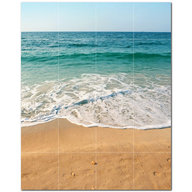 Beach Photo 8'' x 8'' Satin Ceramic Decorative Mural