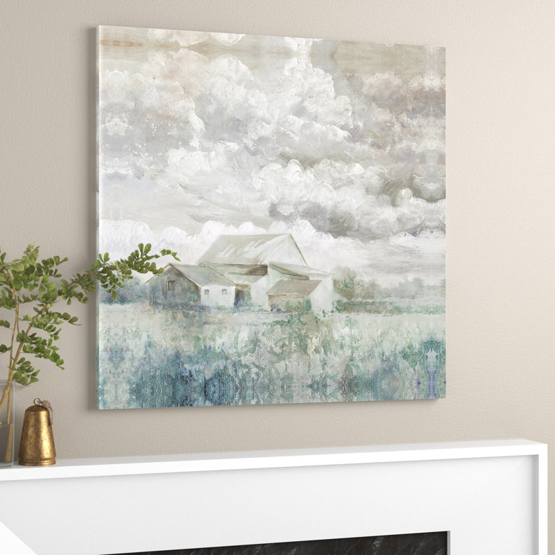 " Cloudy Desat Barn ", 36" H x 36" W, No, Wrapped Canvas