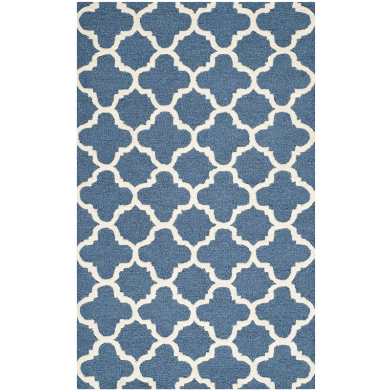 SantaMonica Geometric Wool Hand Woven Area Rug, Rectangle 122 x 183 cm