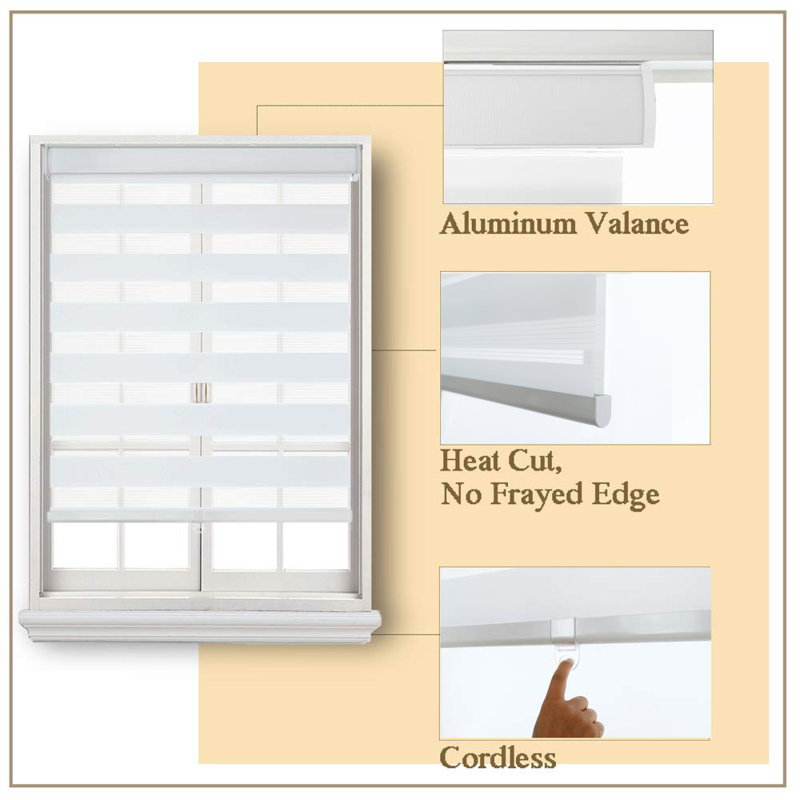 Cordless Semi-Sheer Roll-Up Shade, 34"W x 72"L, White