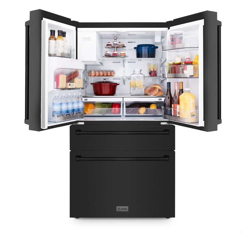 ZLINE 36" 21.6 cu. ft Freestanding French Door Refrigerator with Water and Ice Dispenser in Fingerprint