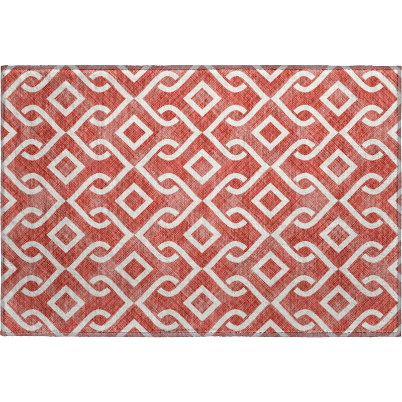 Premium Machine Washable Cerrito Red Rug, Rectangle 1'8" x 2'6"