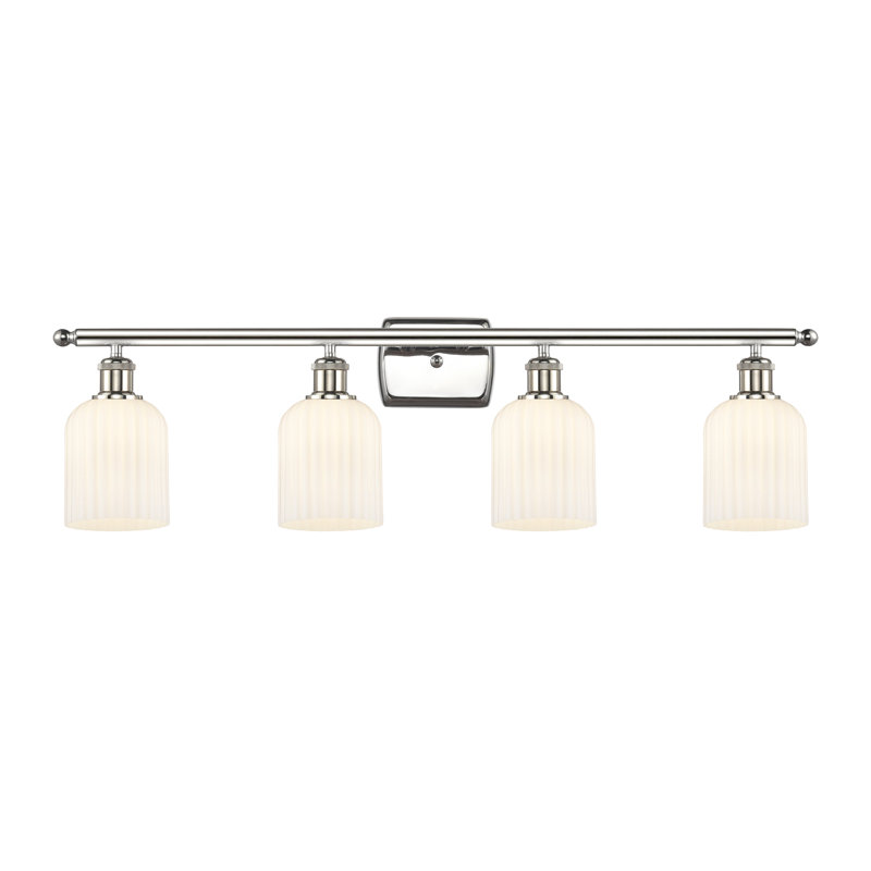 Fiennes 4 - Light Dimmable Vanity Light, Polished Nickel, Gloss White