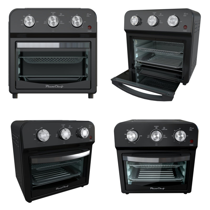 Four à friteuse à air 12,5 pintes, 1500 W, 4 modes de cuisson, multifonctionnel 7-en-1, acier inoxydable, noir, Noir
