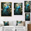 Zellie Teal Peacock - monochrome, art mural paon-192523277-192523268-151568036
