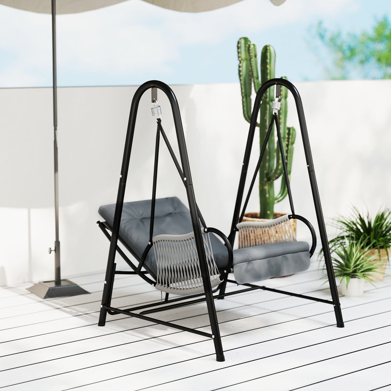 Outsunny Rattan Swing Chair, Light Grey