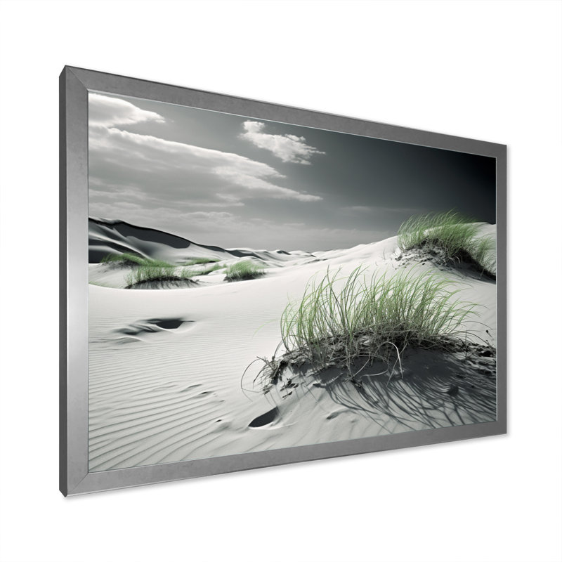 Beach Dunes Grass II, reproduction d'art sur toile, H 24 po x l 32 po x P 1 po, Cadre photo argenté