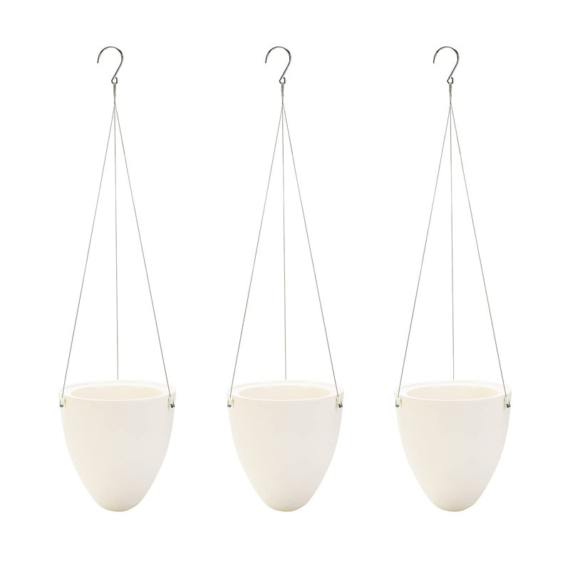 Pot de fleurs suspendu en plastique, Blanc