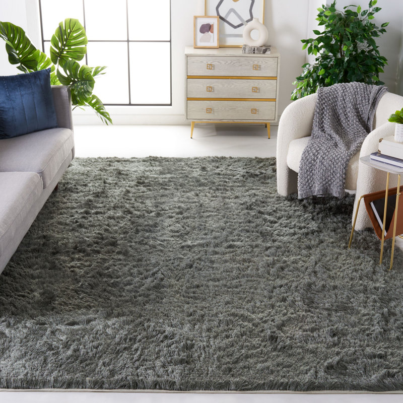 Tapis titane touffeté à la main Cimah , Rectangle 8 pi x 10 pi