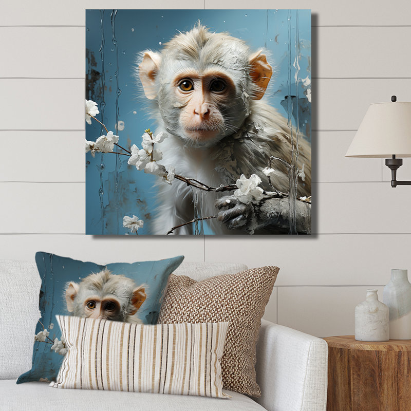 «White», singe polaire, voyage II - art mural singe, Toile tendue, H 30 po x l 30 po x P 1,5 po