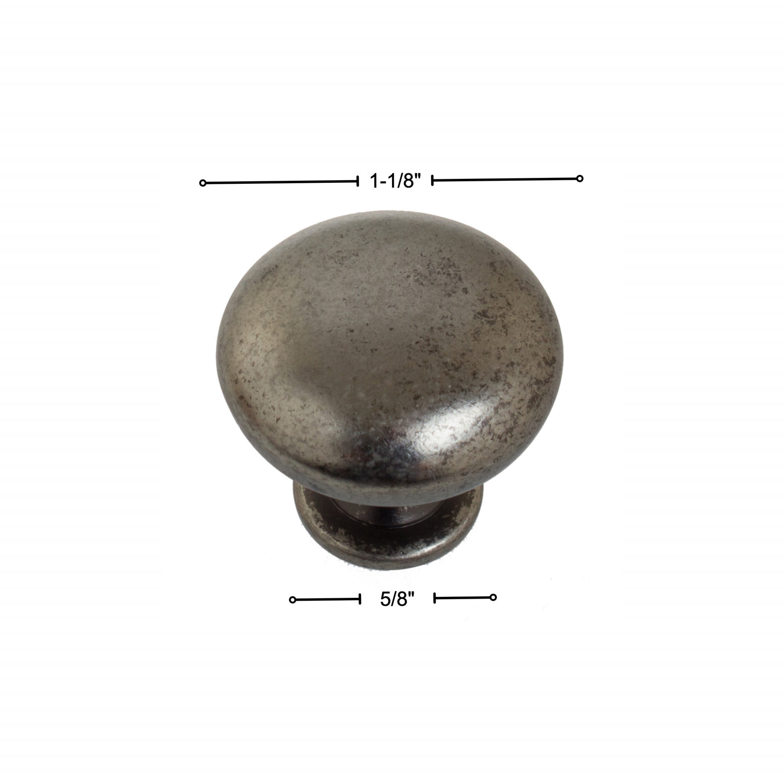 Classic Metal Mushroom Cabinet Knob, Weathered Nickel