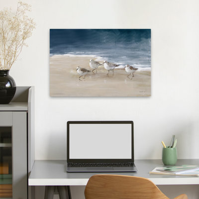 Nautical And Coastal Shorebirds On Sand I Blue