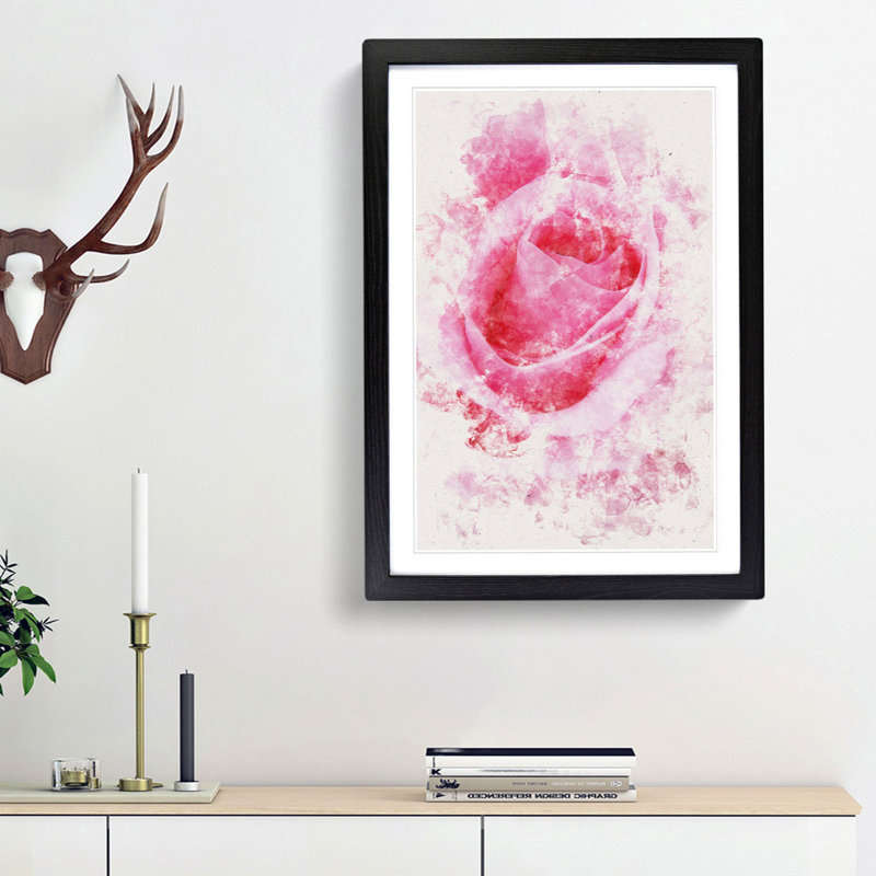 Pink Rose Petals - Picture Frame Painting Print, 33cm H x 24cm W x 2cm D, Black Framed