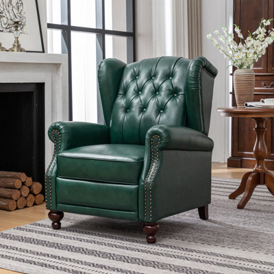 Almantas 31.5" W Genuine Leather Push-Back Recliner