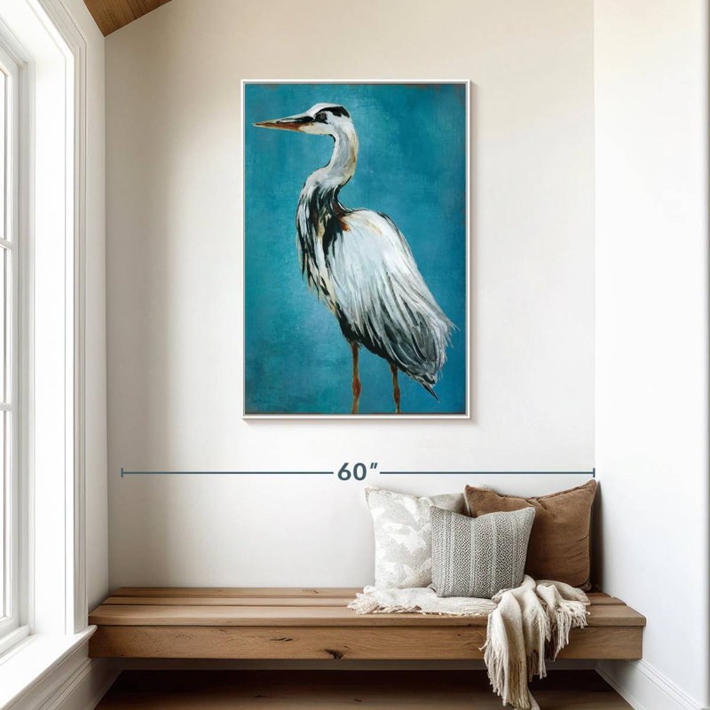 Grand héron bleu II, Floating Frame White, 29" x 43"