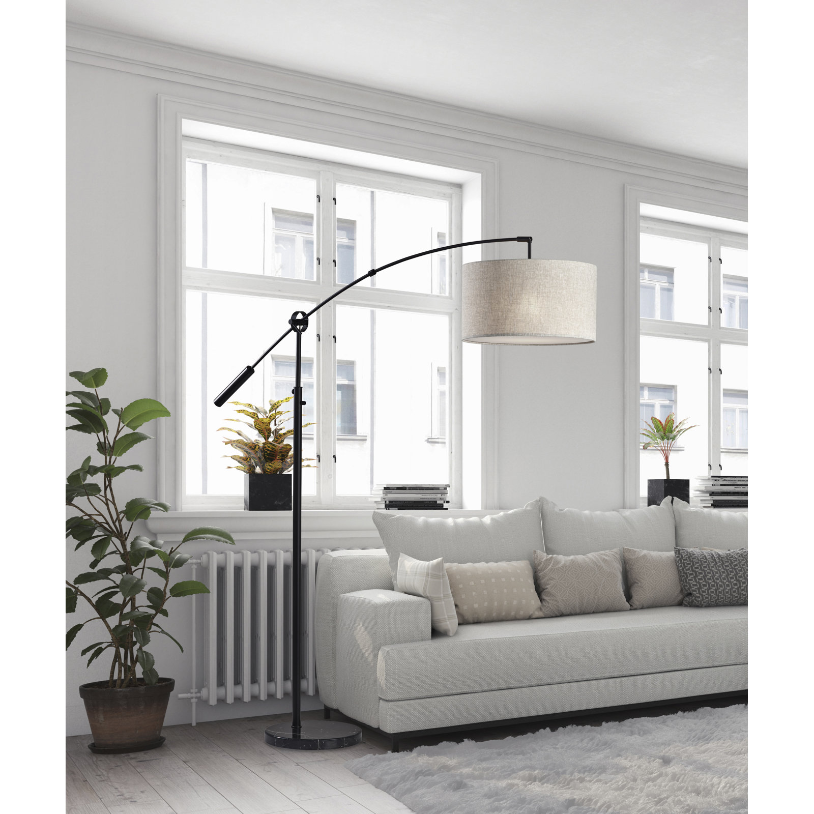 Kata 81'' Floor Lamp, Black, Beige