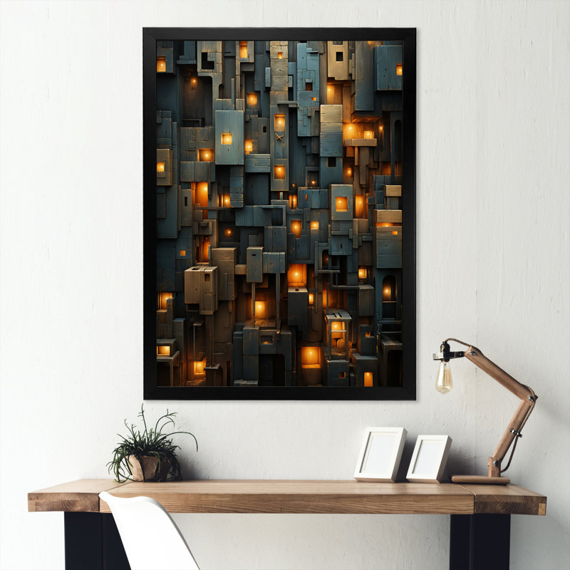 «Copper Canyons Skycrapers Cityscape I», Cadre photo noir, H 20 po x l 12 po