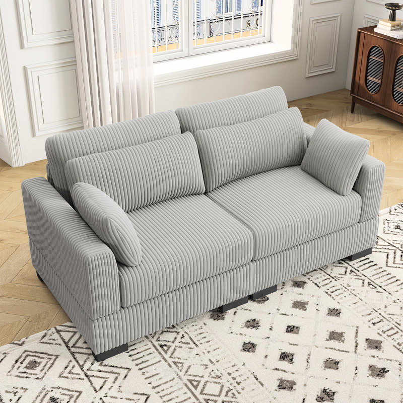 2 Seater Corduroy Loveseat, Grey