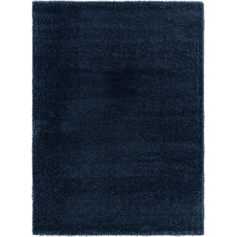 Solid Color Machine Woven Polypropylene Area Rug in Navy