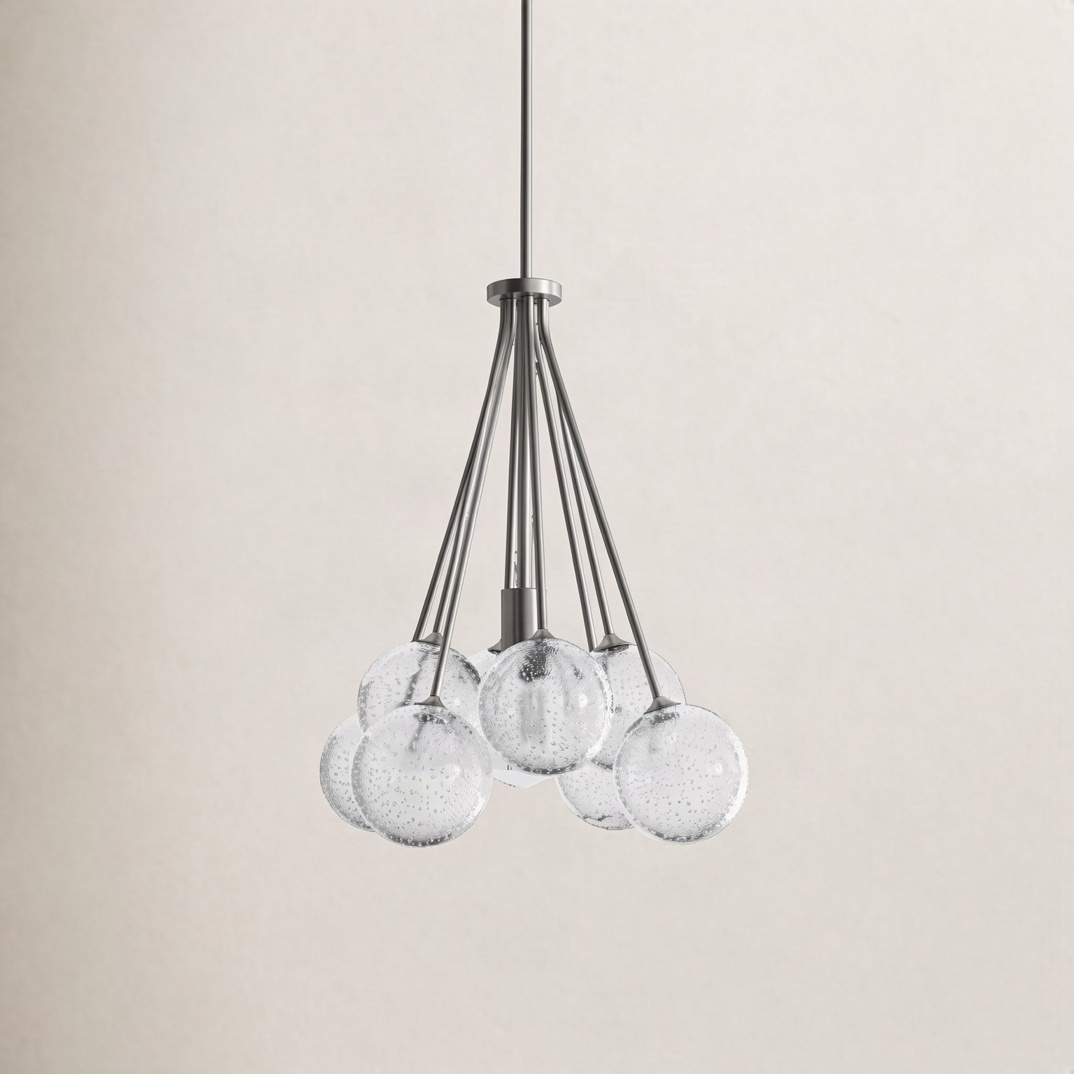 Logan Single Light Glass Dimmable Pendant, Brushed Nickel